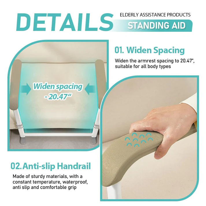 Garvee Stehhilfe 300lb Höhenverstellbar Stahl - Braune Griffe für sichere Transfers vom Bett und Sofa