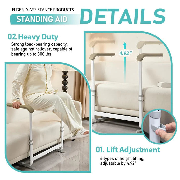 Garvee Stehhilfe 300lb Höhenverstellbar Stahl - Braune Griffe für sichere Transfers vom Bett und Sofa