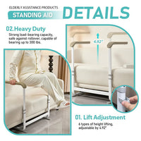 Garvee Stehhilfe 300lb Höhenverstellbar Stahl - Braune Griffe für sichere Transfers vom Bett und Sofa