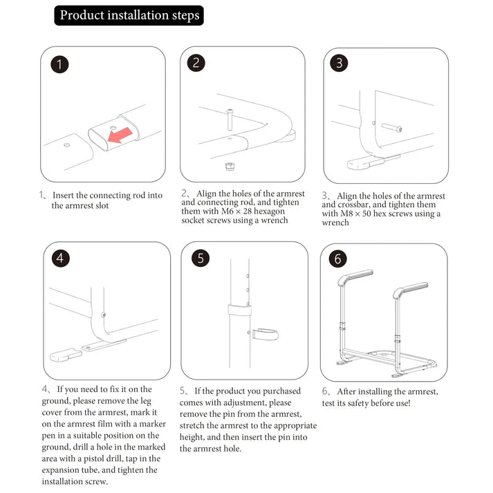 Garvee Stehhilfe 300lb Höhenverstellbar Stahl - Braune Griffe für sichere Transfers vom Bett und Sofa