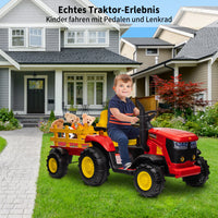 Garvee Rot 12V Kinder Elektro Traktor, Lenkbar per Fernbedienung, Spielzeugauto für Jungen