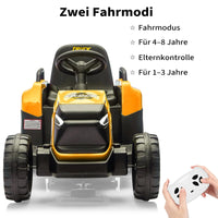 Garvee 12V Kindertraktor mit Doppelmotor in Gelb - Elektro Traktor Spielzeug für Jungen und Mädchen ab 3-8 Jahren