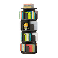 Garvee Drehbares Bücherregal 360°, 4 Ebenen, Holz & Stahl, 40×40×130 cm, Schwarz