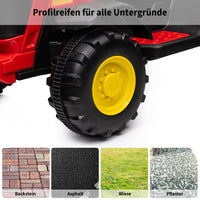 Garvee Rot 12V Kinder Elektro Traktor, Lenkbar per Fernbedienung, Spielzeugauto für Jungen