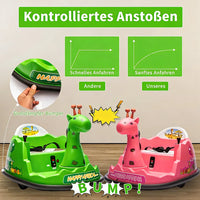 Garvee Kids Elektro Autoscooter 360° Drehung Giraffe Design Grün mit LED für Kinder ab 3 Jahren