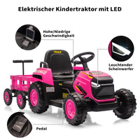 Garvee 12V Kindertraktor mit Doppelmotor in Pink - Kinder Elektroauto für Mädchen ab 3-8 Jahren
