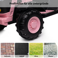 Garvee Rosa Elektrotraktor für Kinder 3-8 Jahre, 12V Battery, Mit Fernsteuerung & Anhänger