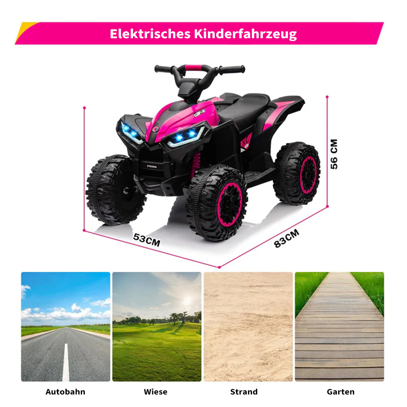 Produktmaße 83 × 53 × 56 cm, kompakte Bauweise für drinnen und draußen