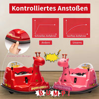 Garvee Kids Elektro Autoscooter 360° Drehung Giraffe Design Rot mit LED für Kinder ab 3 Jahren