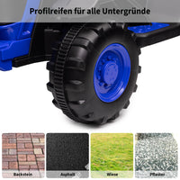 Garvee Blau 12V Elektrotraktor mit Fernbedienung, Kinder Ride On Traktor Spielzeug ab 3 Jahre