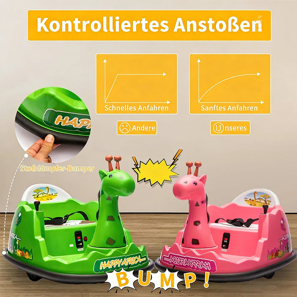 Garvee Kids Elektro Autoscooter 360° Drehung Giraffe Design Gelb mit LED für Kinder ab 3 Jahren