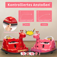 Garvee Kids Elektro Autoscooter 360° Drehung Giraffe Design Pink mit LED für Kinder ab 3 Jahren
