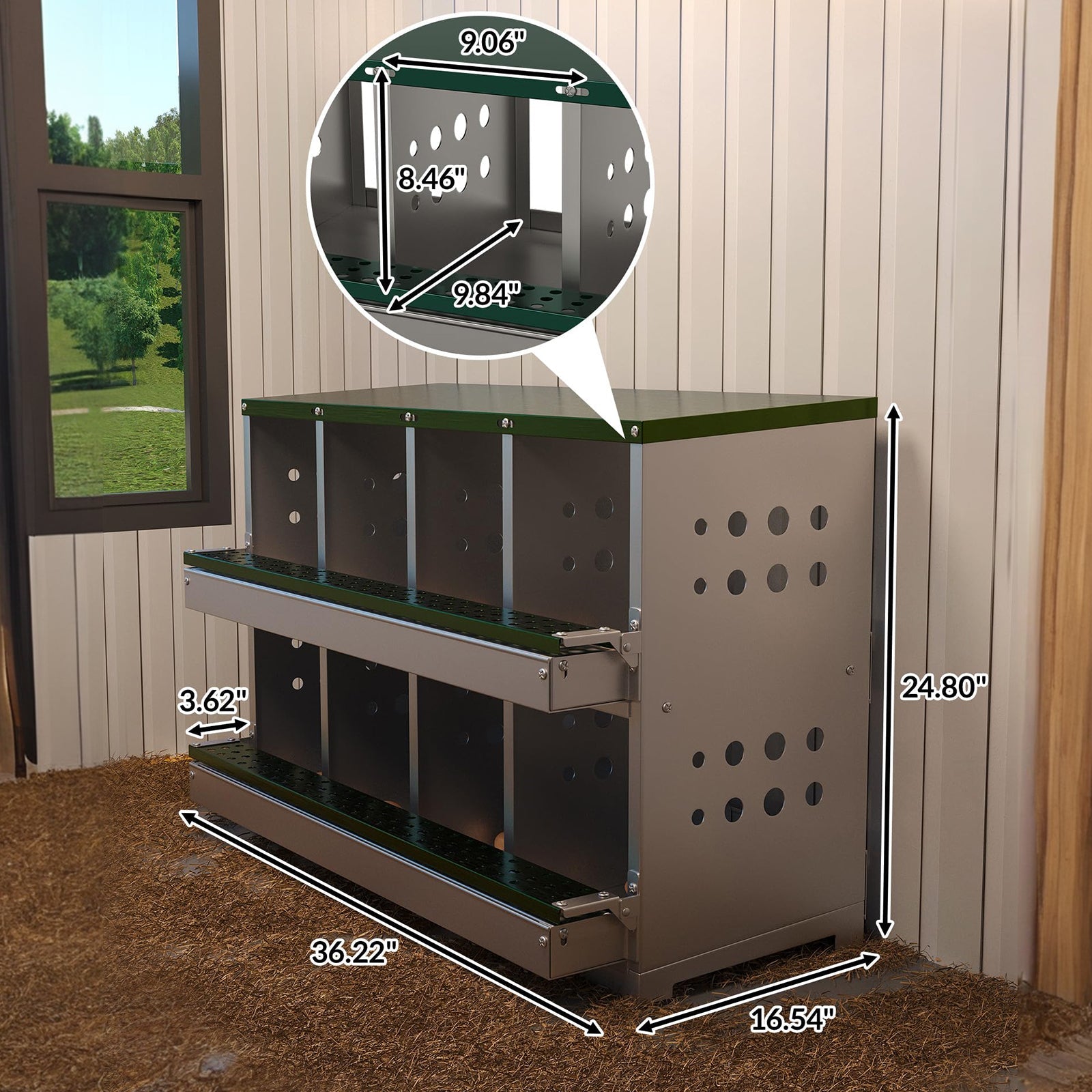 Garvee Metall-Nistkasten – Wasserdichter Hühnerstall mit 8 Fächern, Ideal für den Außenbereich