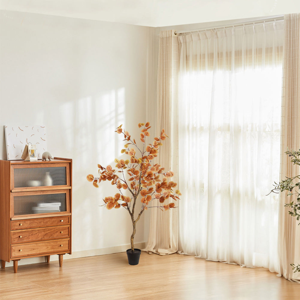 GARVEE 120cm Künstliche Eukalyptus Künstlich Pflanze Artificial Kunstpflanzen Dekopflanzen für Drinnen Draußen Kunstpflanzen Plastikpflanzen im Topf für Zimmerdeko Schlafzimmer Dekoration, 1pcs