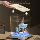 Garvee Betta Fisch Aquarium Komplettset Mit Filter 2-Gallonen Glas Kompakt & Dekorativ Für Zuhause & Büro - Schwarz