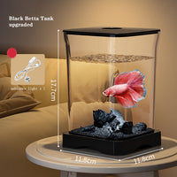 Garvee 7,6 L Aquarium-Komplettset für Kampffische, Glas-Aquarium mit Filter, kompaktes Betta-Fischbecken als Deko-Aquarium für Zuhause & Büro, Schwarz