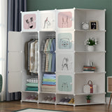 Garvee Armoire Penderie Portable Modulare Kunststoff Cubes DIY Türen Metallrahmen 145x110x47cm Für Zuhause Büro Schwarz - Weiß