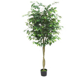 Garvee Künstlicher Ficus Baum 6FT Mit Realistischen Seidenblättern Und Stabilem Zementtopf Für Innen- Und Außenbereich Grün - Grün
