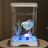 Garvee 7,6 L Aquarium-Komplettset für Kampffische, Glas-Aquarium mit Filter, kompaktes Betta-Fischbecken als Deko-Aquarium für Zuhause & Büro, Weiß - Weiß