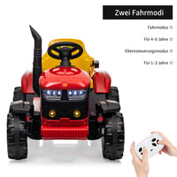 Garvee Rot 12V Kinder Elektro Traktor, Lenkbar per Fernbedienung, Spielzeugauto für Jungen