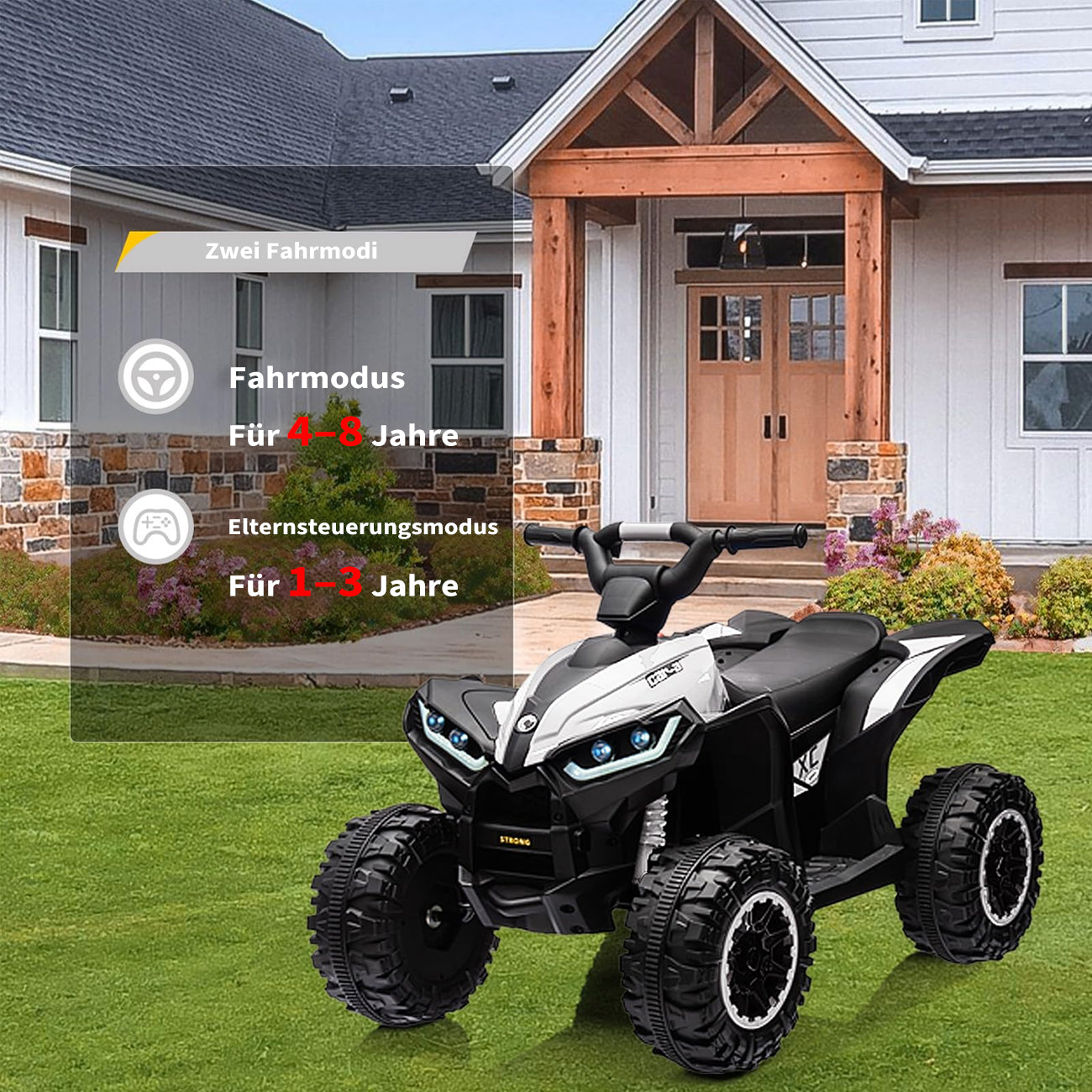 Garvee Kinder Elektroquad – 83×53×56 cm, LED, Musik, Fernbedienung, Ab 3 Jahren