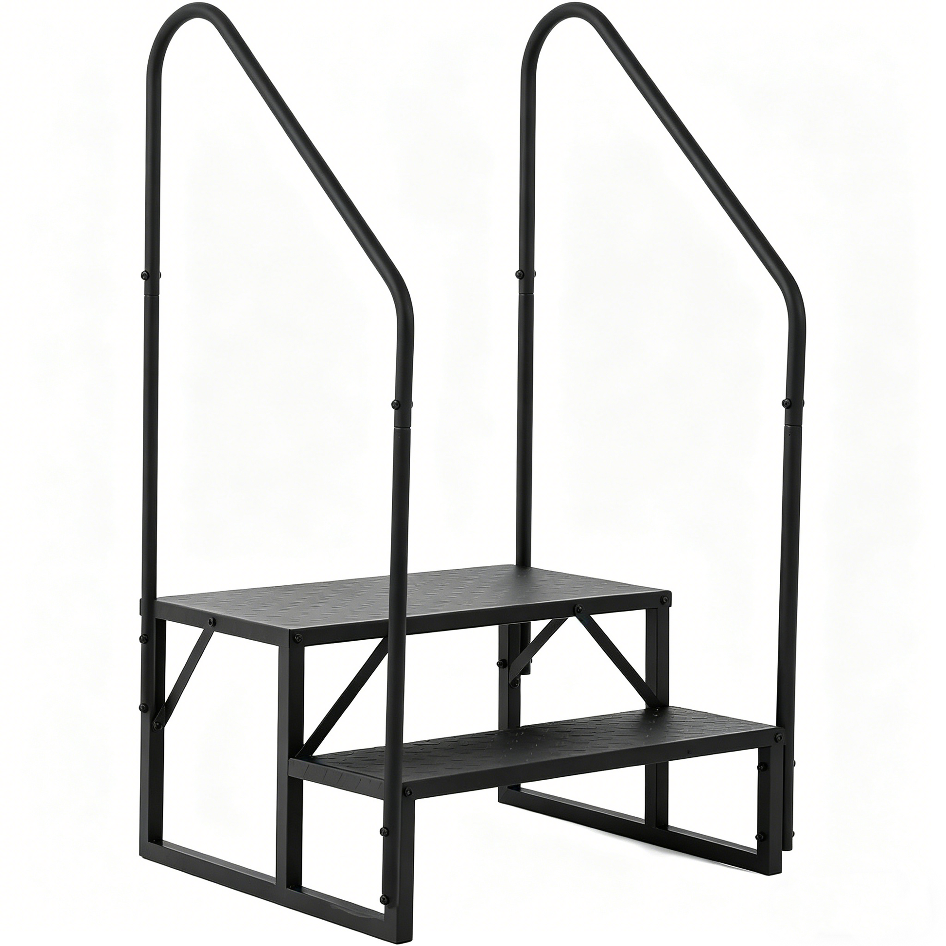 Garvee Wohnmobil Treppe 2 Stufen Mit Handlauf, 300 Kg Tragkraft, Rutschfest, Stahl, Tragbar