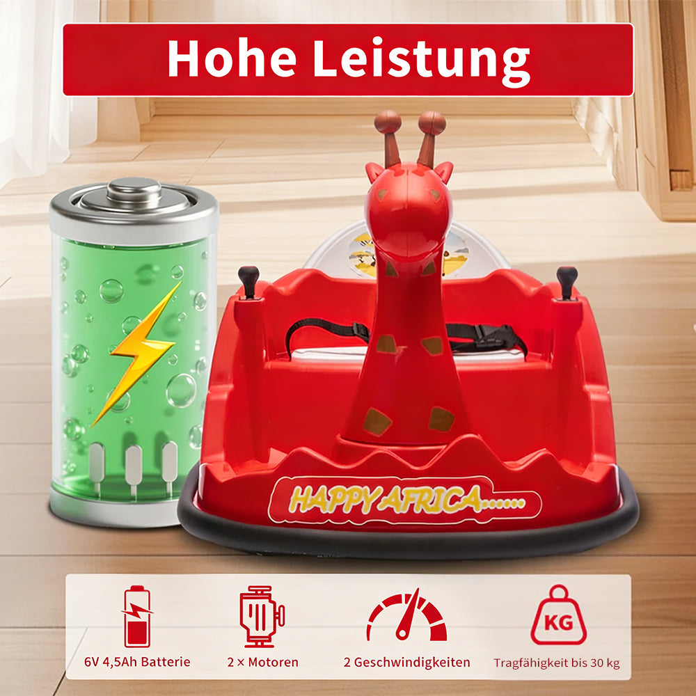 Garvee Kids Elektro Autoscooter 360° Drehung Giraffe Design Rot mit LED für Kinder ab 3 Jahren