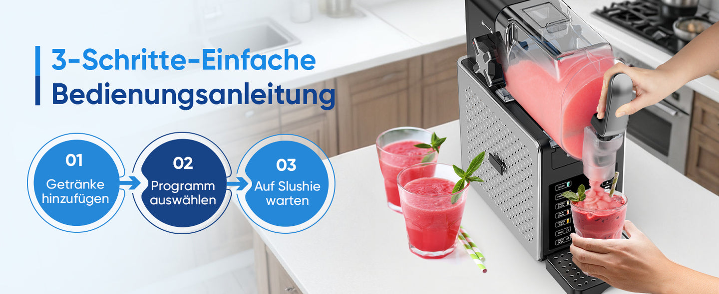 Slush-Maschine mit 5 Automatikprogrammen und LED-Display