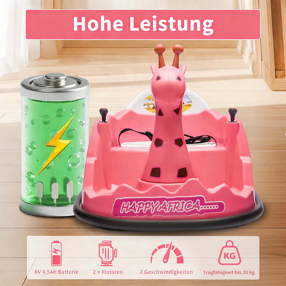 Garvee Kids Elektro Autoscooter 360° Drehung Giraffe Design Pink mit LED für Kinder ab 3 Jahren