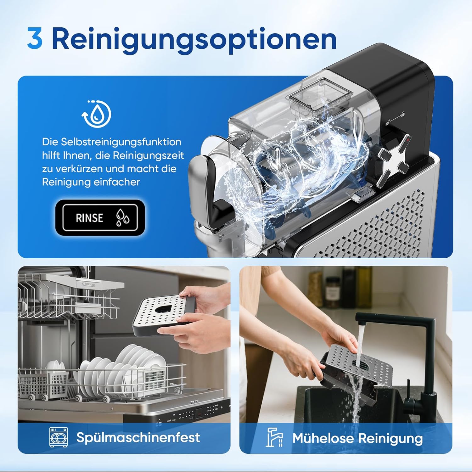 Garvee 2.5L Slushmaschine für Zuhause mit 5 Programmen LED Display und Selbstreinigung für Frozen Drinks Smoothies Slushies