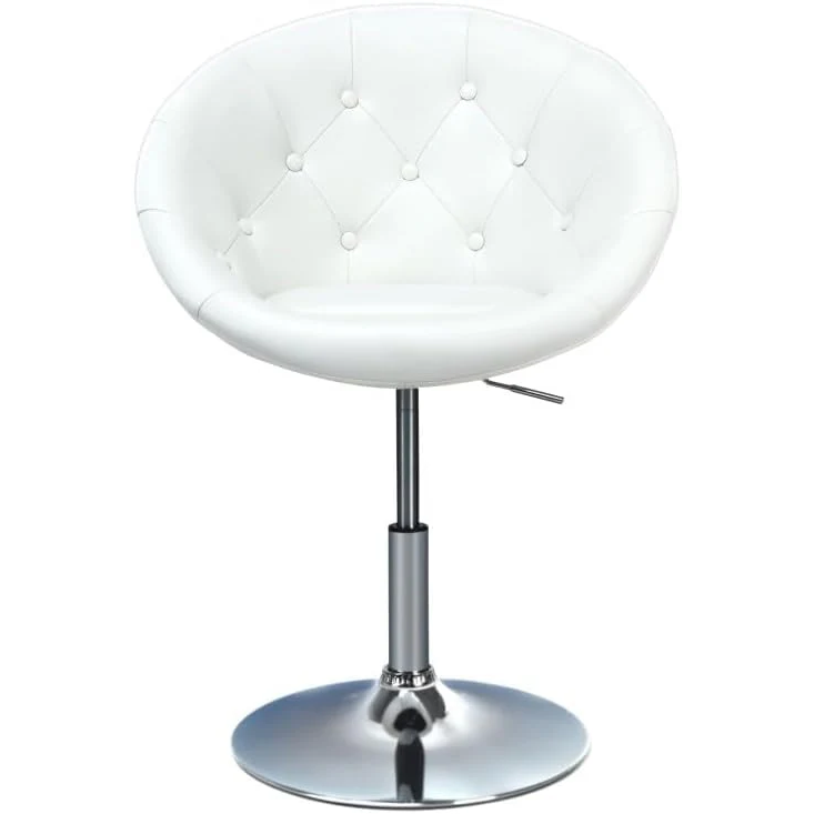 Garvee Barhocker Ergonomisch, Höhenverstellbar, 360° Drehbar, PU Leder, Mit Rückenlehne, Weiß