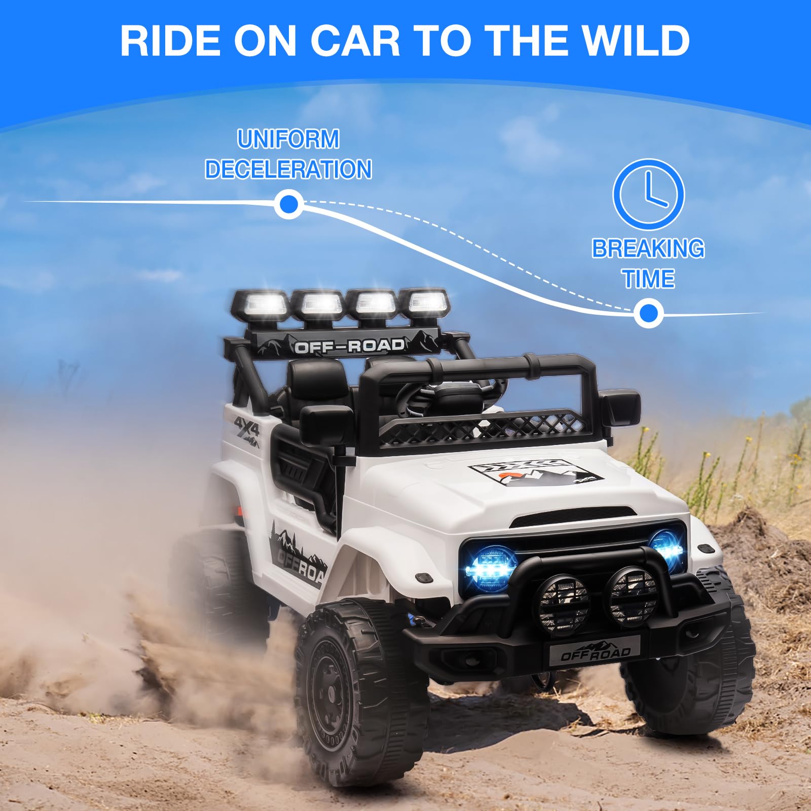 Garvee Weiß Elektroauto für Kinder 12V mit Fernbedienung – 2-Sitzer, 5 km/h, Musik & LED-Lichter, 3-8 Jahre