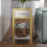 Garvee Beistelltisch Mit Schublade Und Ablage, Schmaler Nachttisch, Industrie-Stil, Grau - Grau