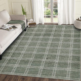 Garvee Geometrischer Linien-Teppich, 100% Polyester, Waschbar & Rutschfest, TPR-Rückseite, 0,4 cm flach, 4 Farben, 6 Größen, Wohnzimmer & Flur - Grün