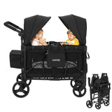 Garvee Faltbarer 2-Sitzer-Kinderwagen mit Sonnenverdeck, Geländereifen & Fußbremse – Bis 60 kg, inkl. Mahlzeitablage
