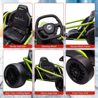 Garvee 24V Gokart – 2×300W Motoren, Elektro-Go-Kart für Kinder 8–12, 110×77×54 cm Grün