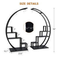 Garvee Pflanzenständer 2er Set – 5-stufig, Metall, Halbrund, 142 cm Höhe, Schwarz