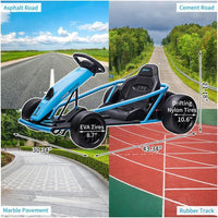Garvee 24V Gokart – 2×300W Motoren, Elektro-Go-Kart für Kinder 8–12, 110×77×54 cm Blau