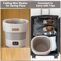 Garvee Mini Waschmaschine 12 L, 2-in-1 Mit Schleuder, Faltbar, Leise, Für Wohnung & Camping, Grau
