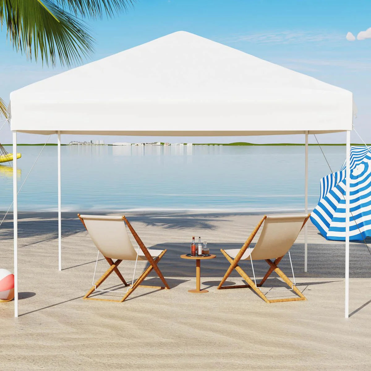 GARVEE Pop-Up Pavillon 3x3 m, Faltpavillon aus 210D Oxford, Robustes Stahlgestell, Wetterfest und Stabil für Camping, Gartenpartys und Outdoor-Events, Weiß