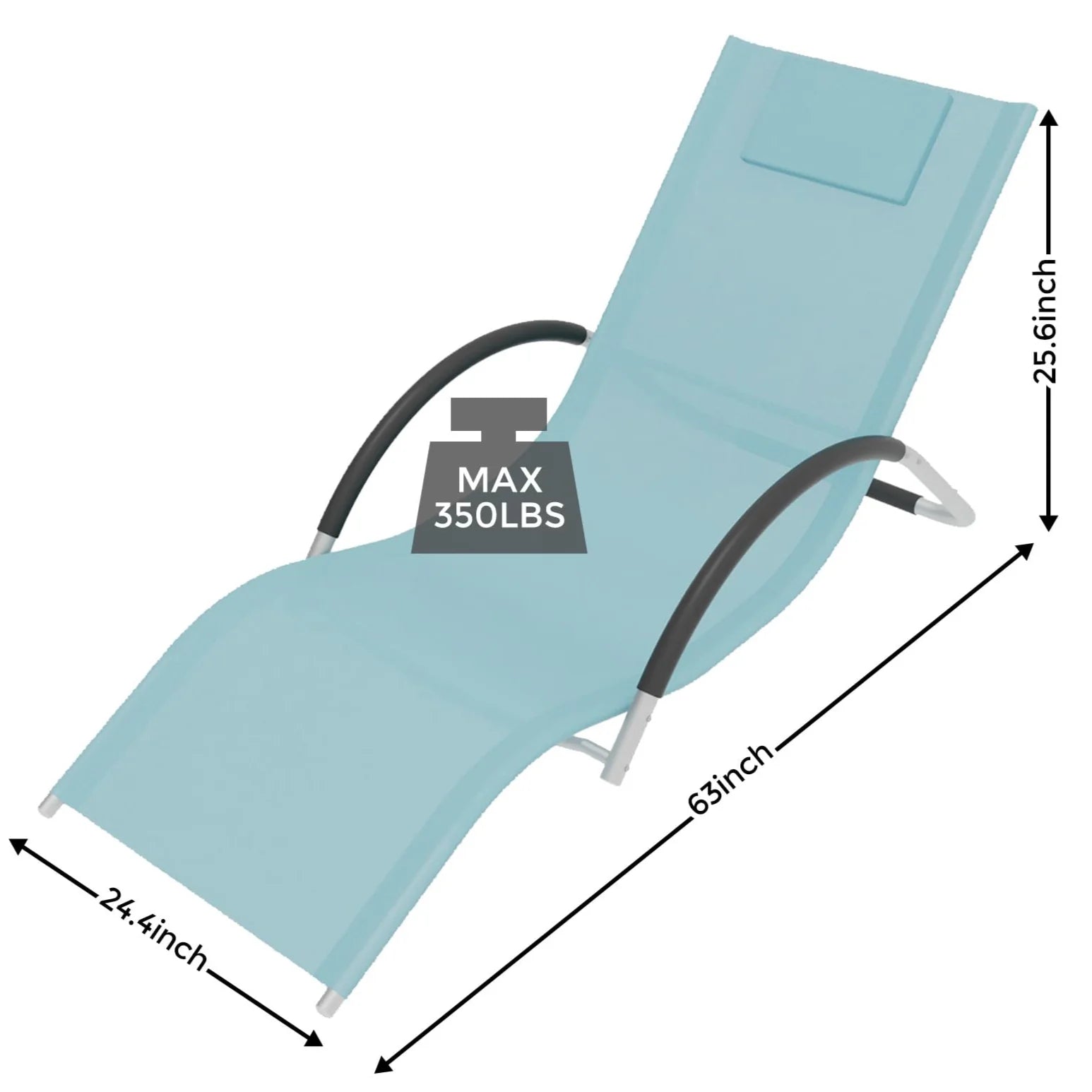 Garvee Sonnenliegen Set 2 Teilig, Textilene, Metallrahmen, 160×62×65 cm, Für Pool & Terrasse, Blau