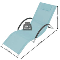 Garvee Sonnenliegen Set 2 Teilig, Textilene, Metallrahmen, 160×62×65 cm, Für Pool & Terrasse, Blau