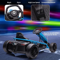 Garvee 24V Gokart – 2×300W Motoren, Elektro-Go-Kart für Kinder 8–12, 110×77×54 cm Blau