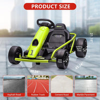 Garvee 24V Gokart – 2×300W Motoren, Elektro-Go-Kart für Kinder 8–12, 110×77×54 cm Grün