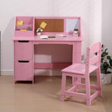 GARVEE Kinderschreibtisch mit Stuhl, Holz Schreibtisch-Set mit Stauraumfach, Ergonomisch und Stabil, Ideal zum Lernen, Lesen, Malen und Schreiben, Rosa - Rosa