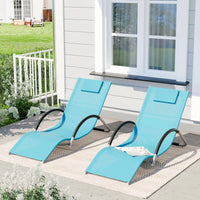 Garvee Sonnenliegen Set 2 Teilig, Textilene, Metallrahmen, 160×62×65 cm, Für Pool & Terrasse, Blau