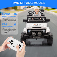 Garvee Weiß Elektroauto für Kinder 12V mit Fernbedienung – 2-Sitzer, 5 km/h, Musik & LED-Lichter, 3-8 Jahre