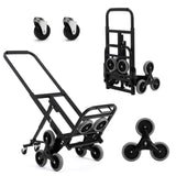 Garvee klappbare Treppensteiger-Sackkarre mit 10 Rädern, bis 250 kg, 150 kg auf Treppen, 110 cm Teleskopgriff, Schwarz - Schwarz