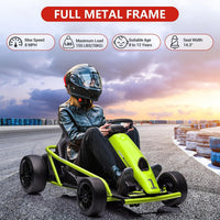 Garvee 24V Gokart – 2×300W Motoren, Elektro-Go-Kart für Kinder 8–12, 110×77×54 cm Grün