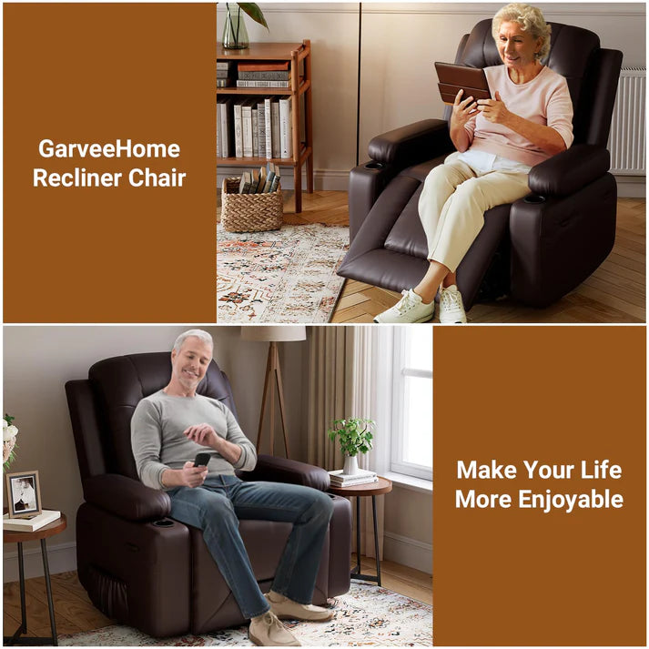 Garvee Power-Lift-Sessel – Elektrisch, Wärme & Massage, Verstellbar, PU-Leder, Seniorenhilfe, 95×95×104 cm